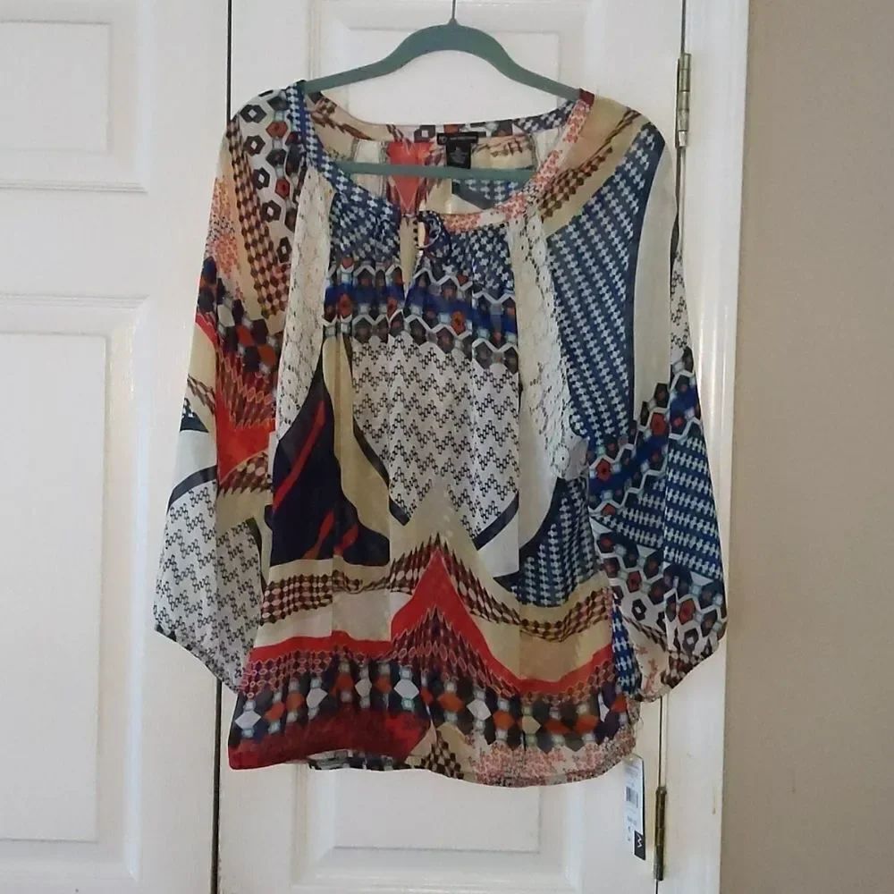 New Directions bubble tunic bluuse Sz XL NWT